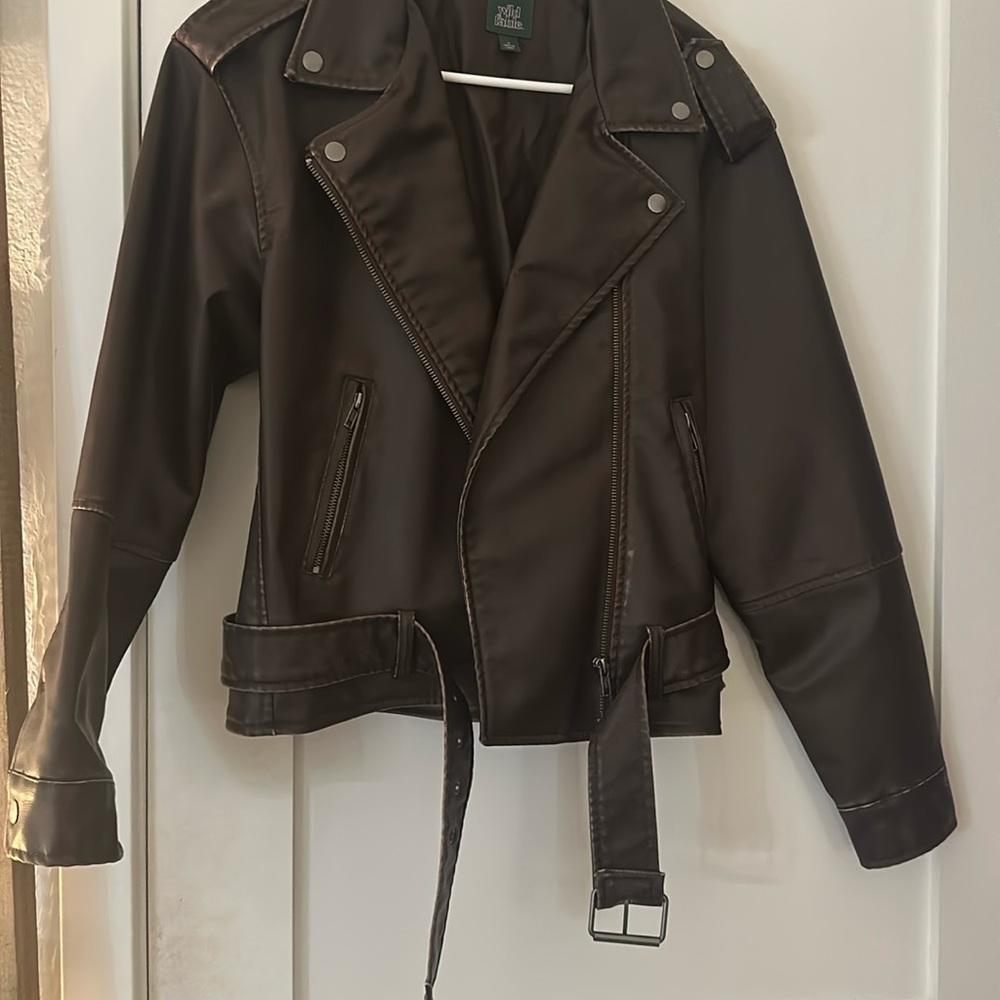 Women's Brown Faux Leather Jacket